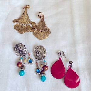 3 pairs of clip on earrings